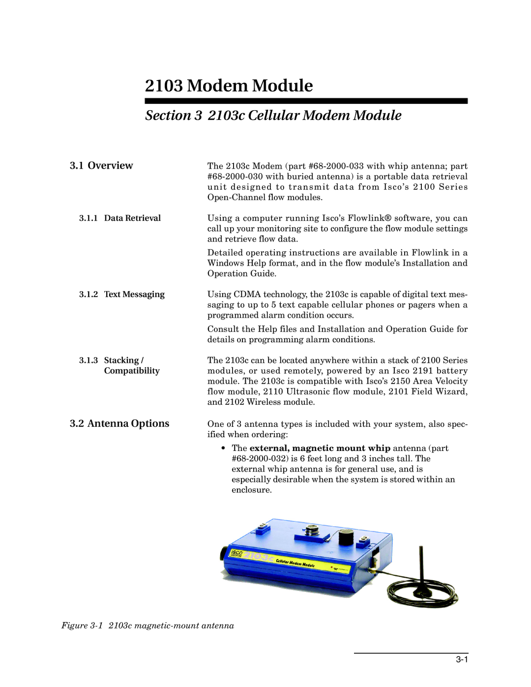 Teledyne installation and operation guide 2103c Cellular Modem Module, Overview, Antenna Options 