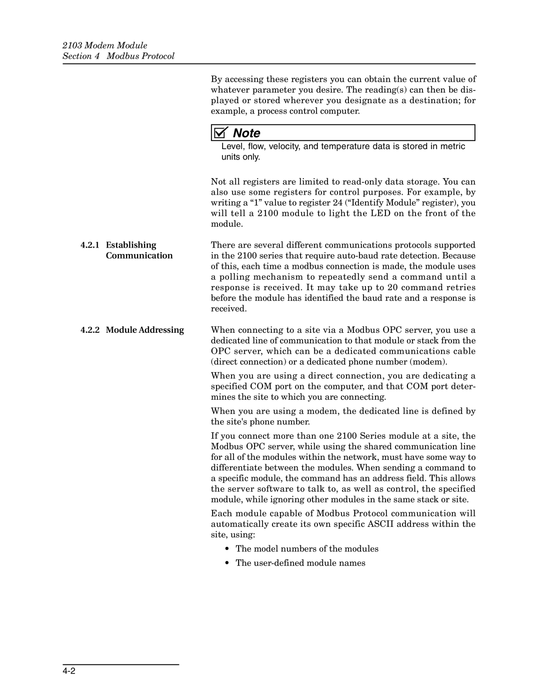 Teledyne 2103c installation and operation guide Establishing 