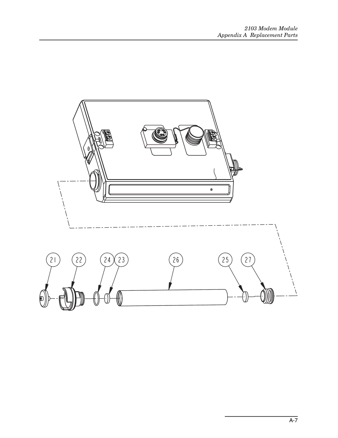 Teledyne 2103c installation and operation guide Modem Module Appendix a Replacement Parts 