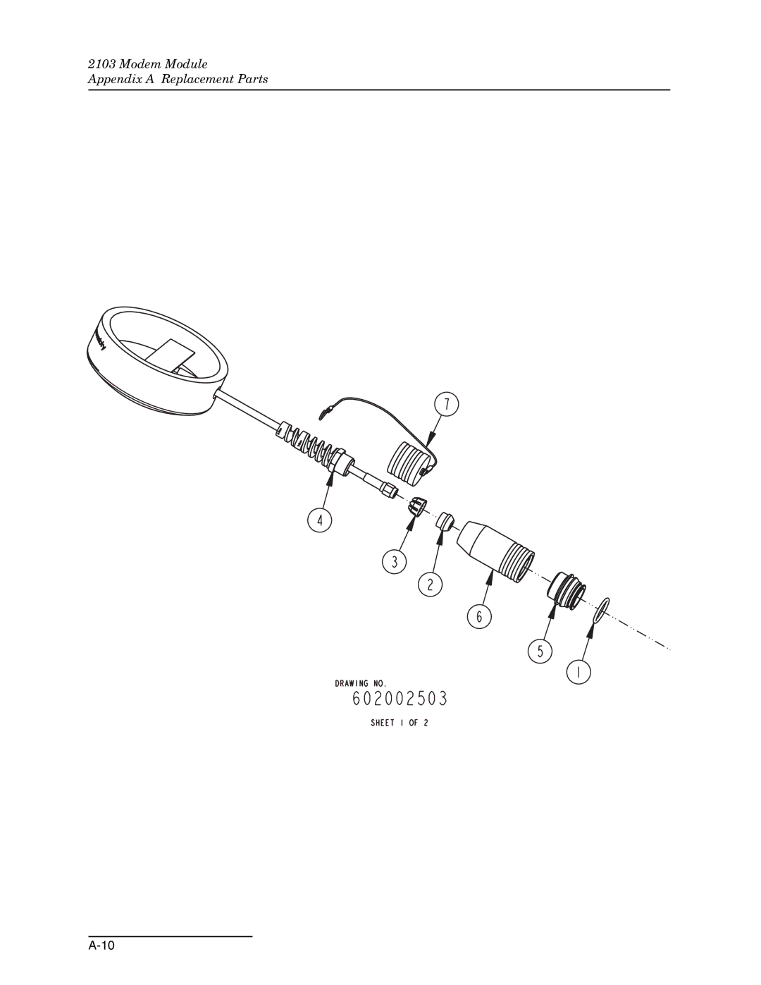 Teledyne 2103c installation and operation guide Modem Module Appendix a Replacement Parts 