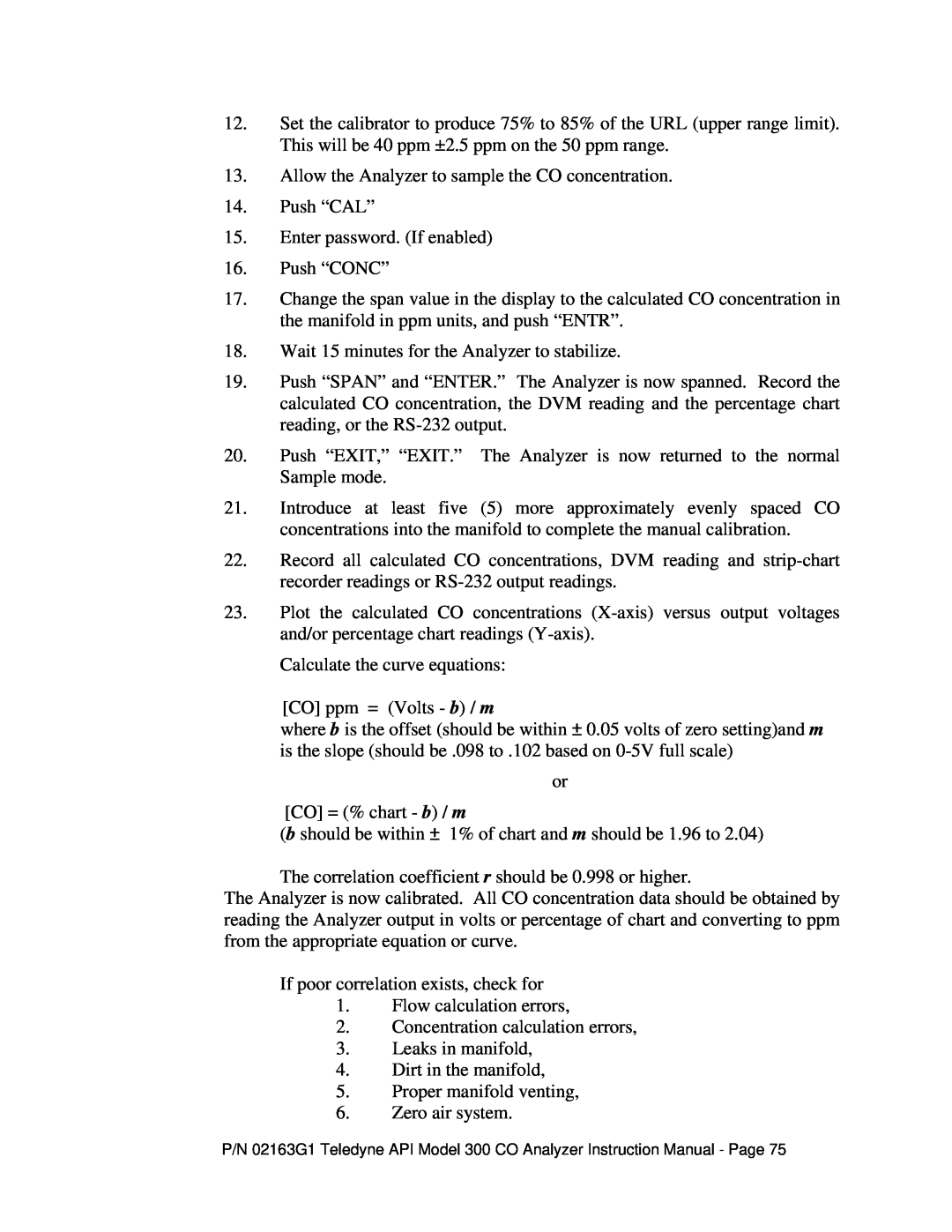 Teledyne 300 instruction manual Push “CAL” 15.Enter password. If enabled 