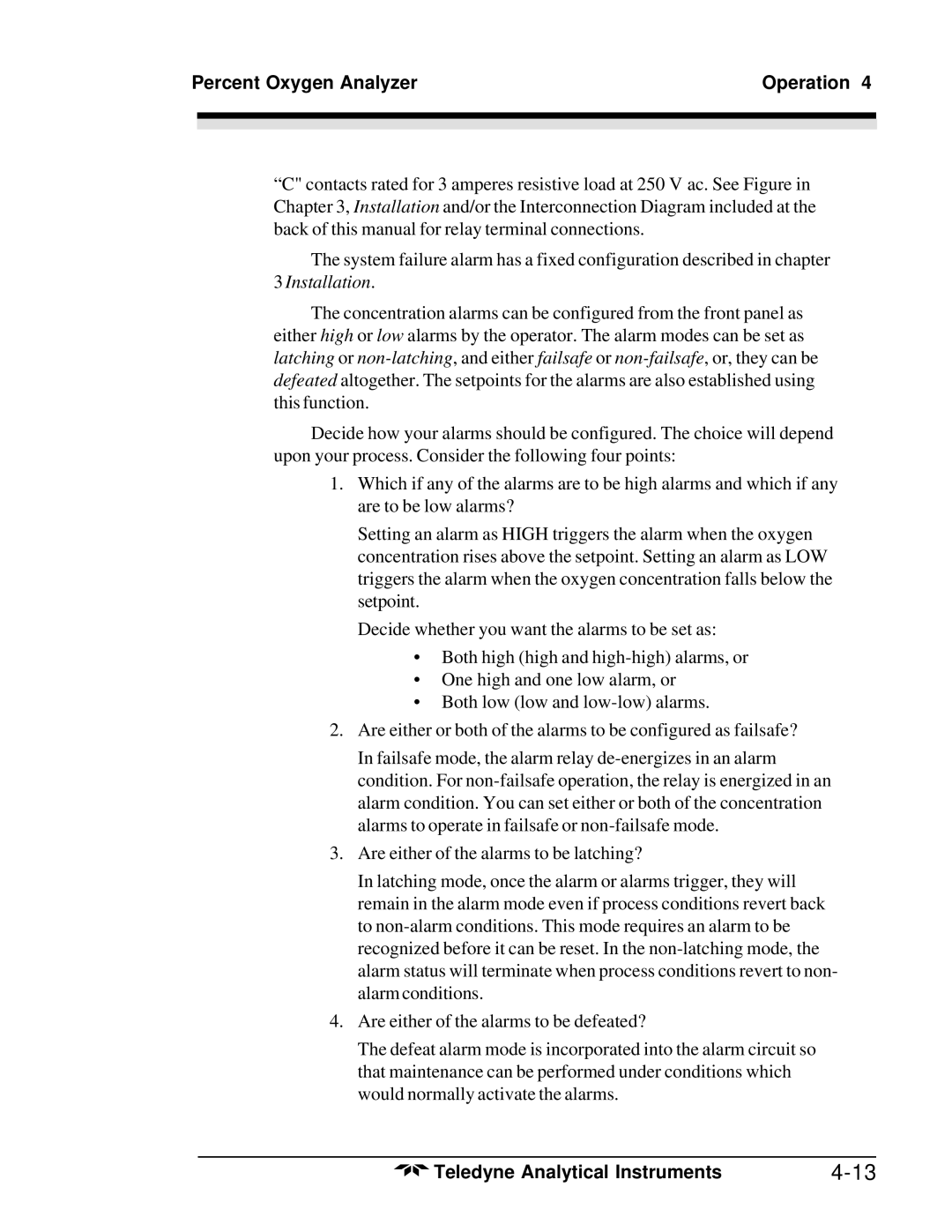 Teledyne 3000PA operating instructions Installation 