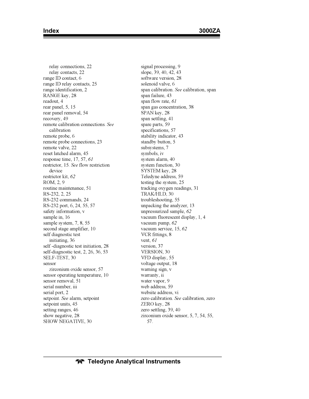 Teledyne 3000ZA operating instructions Relay connections, 22 relay contacts 