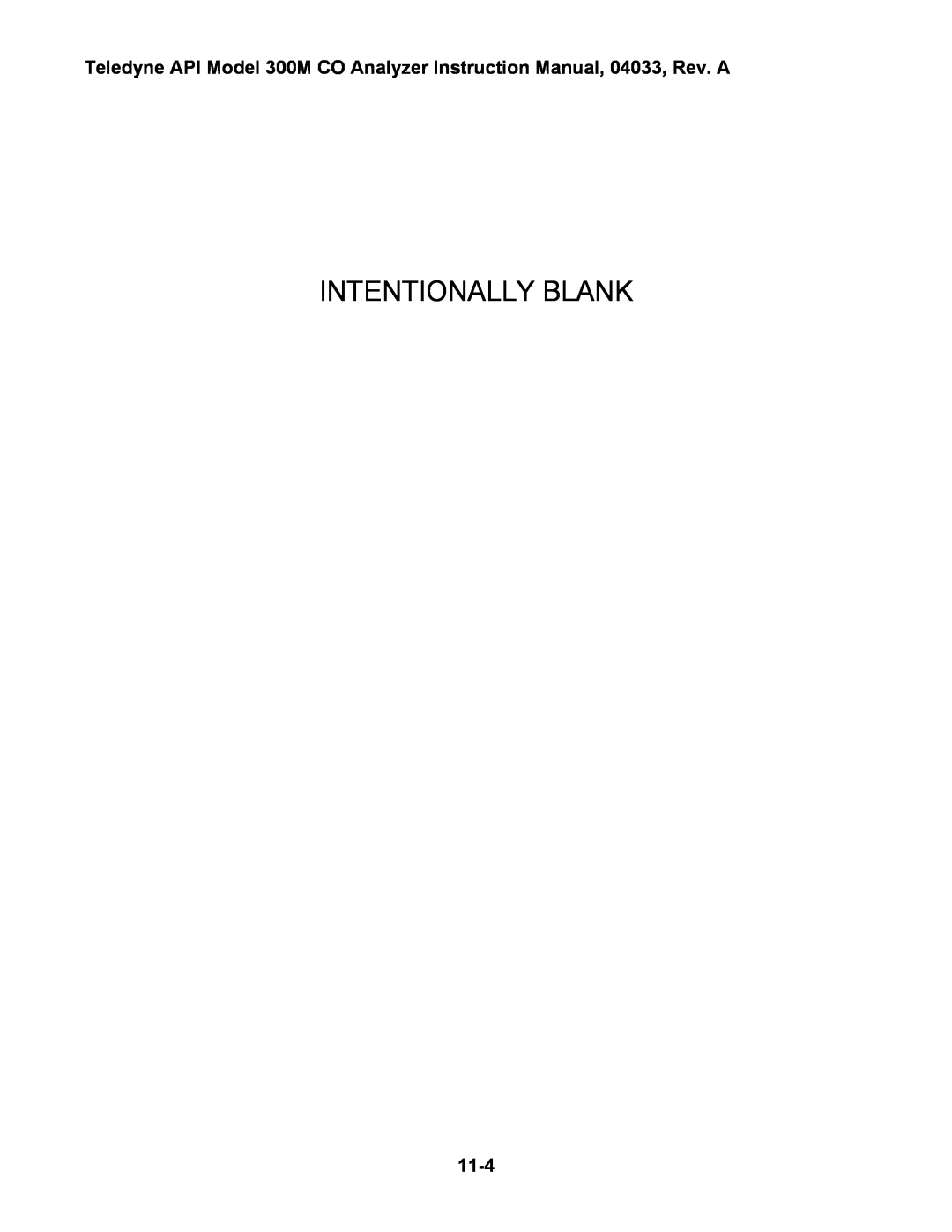 Teledyne 300M instruction manual 11-4, Intentionally Blank 