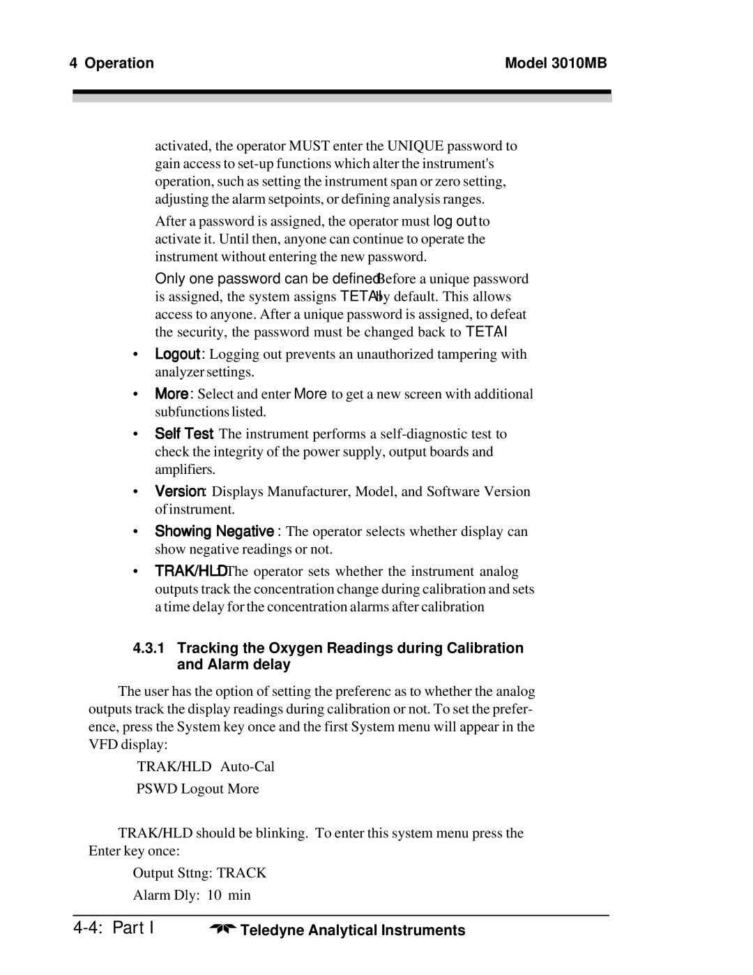 Teledyne 3010MB operating instructions Part 