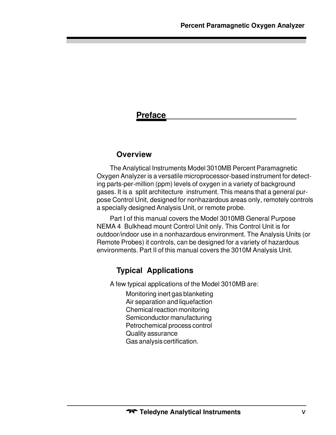 Teledyne 3010MB operating instructions Overview, Typical Applications 