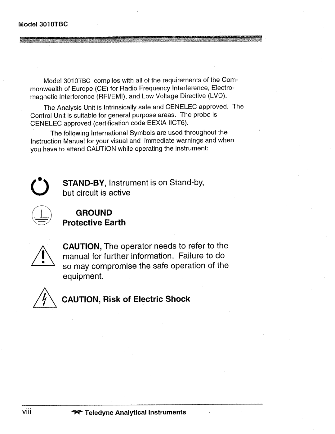 Teledyne 3010TBC manual 