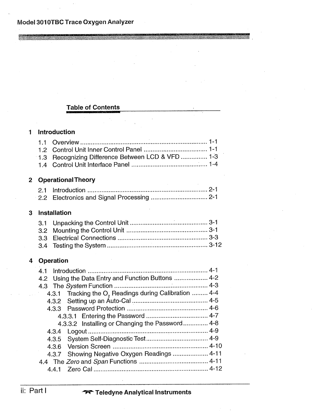 Teledyne 3010TBC manual 