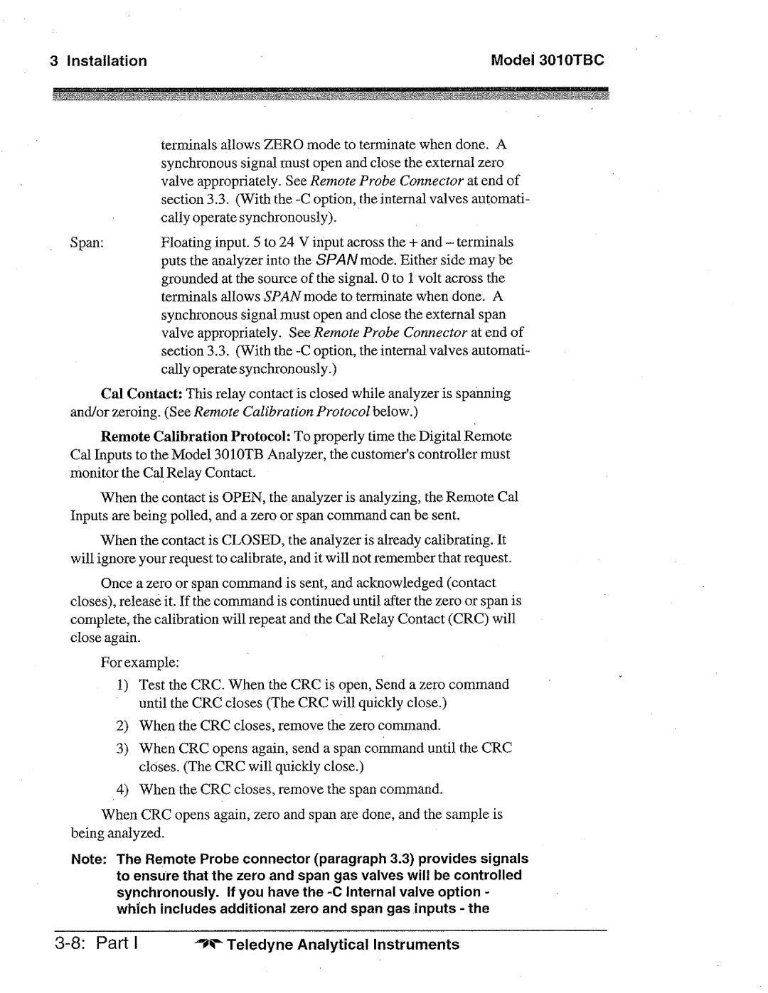 Teledyne 3010TBC manual 