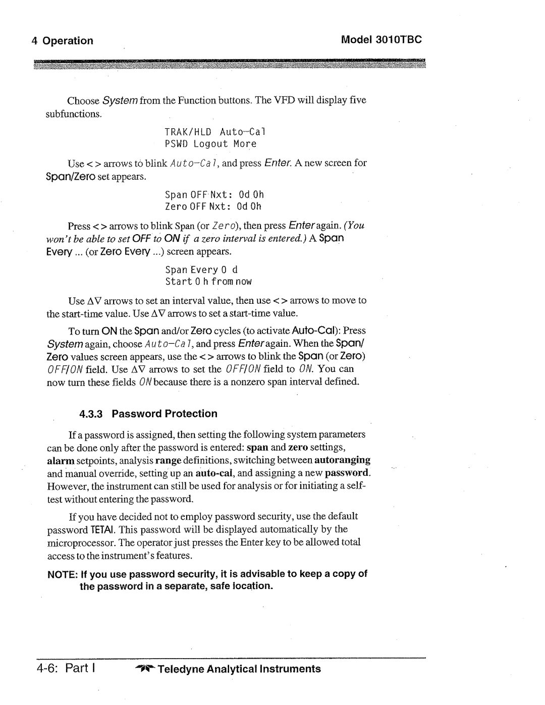 Teledyne 3010TBC manual 