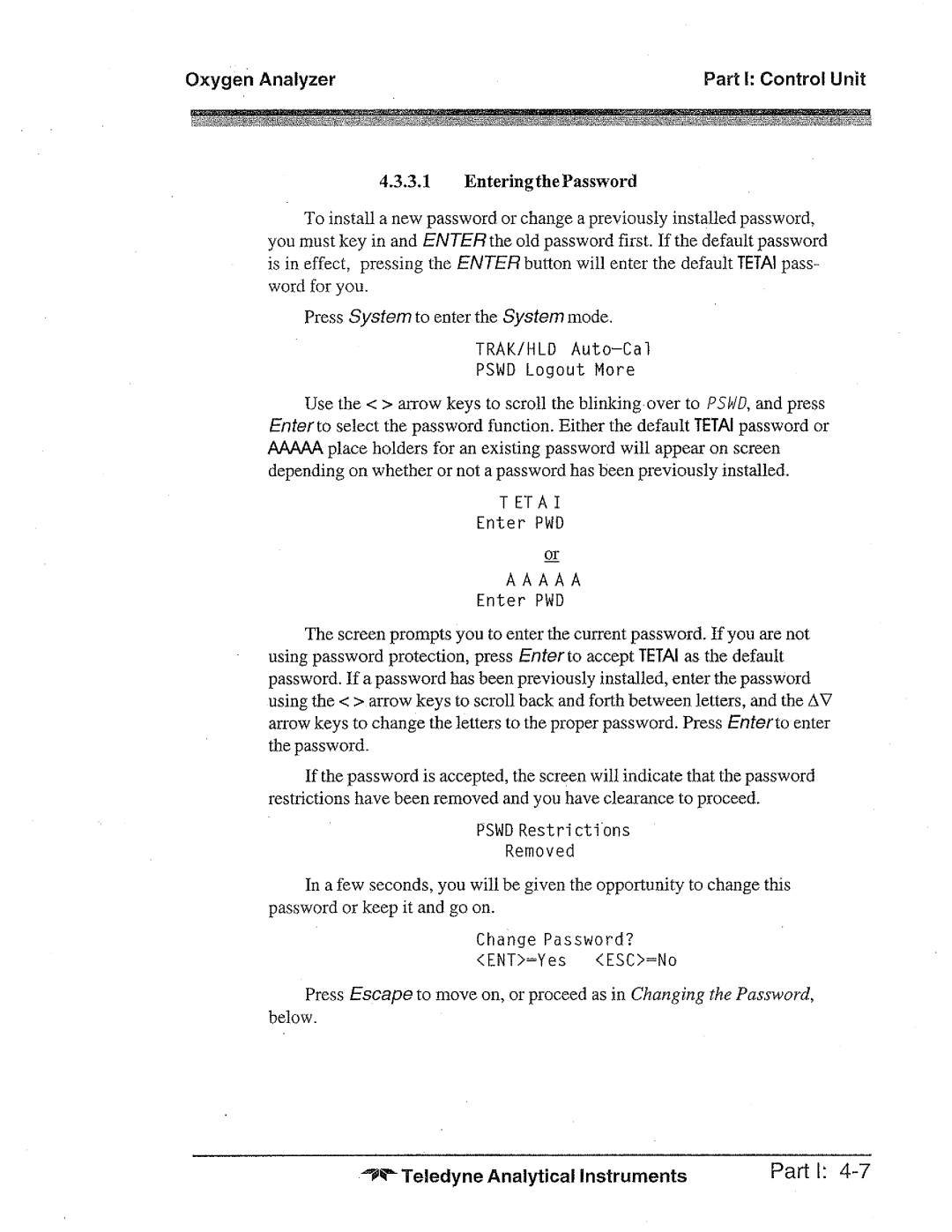 Teledyne 3010TBC manual 