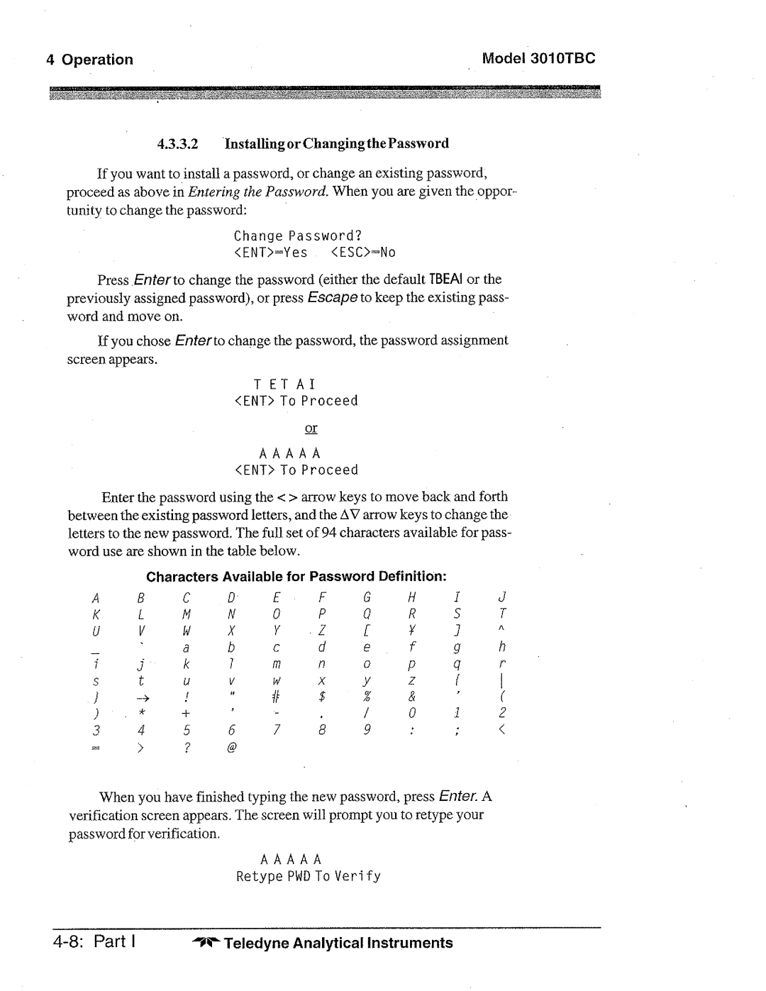 Teledyne 3010TBC manual 