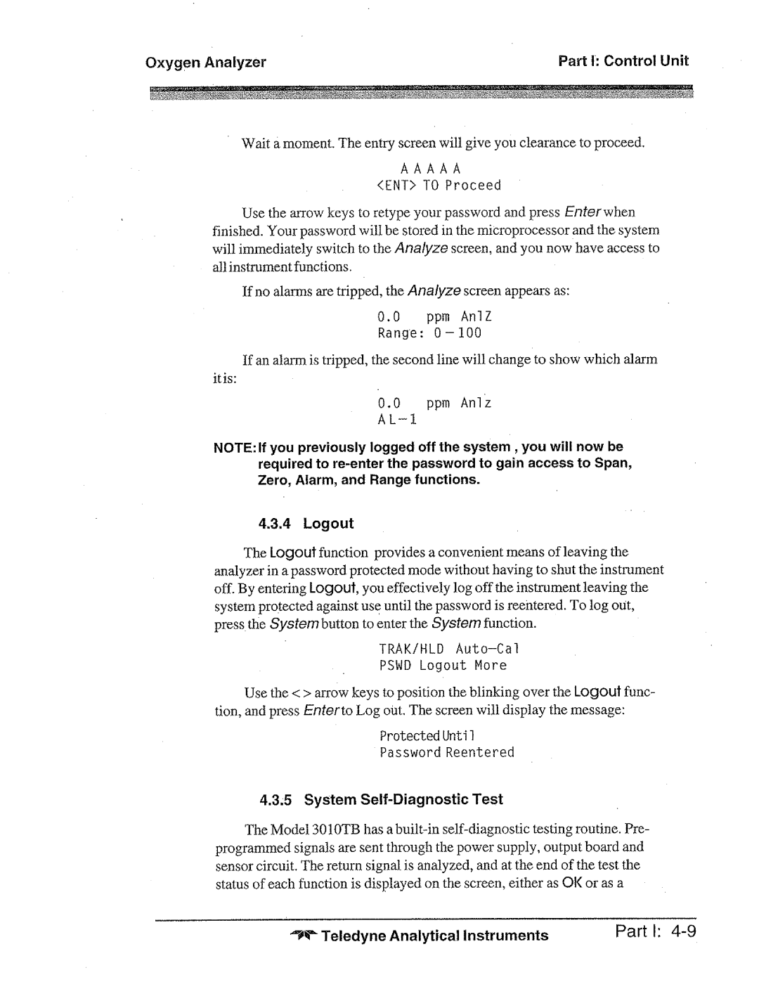 Teledyne 3010TBC manual 