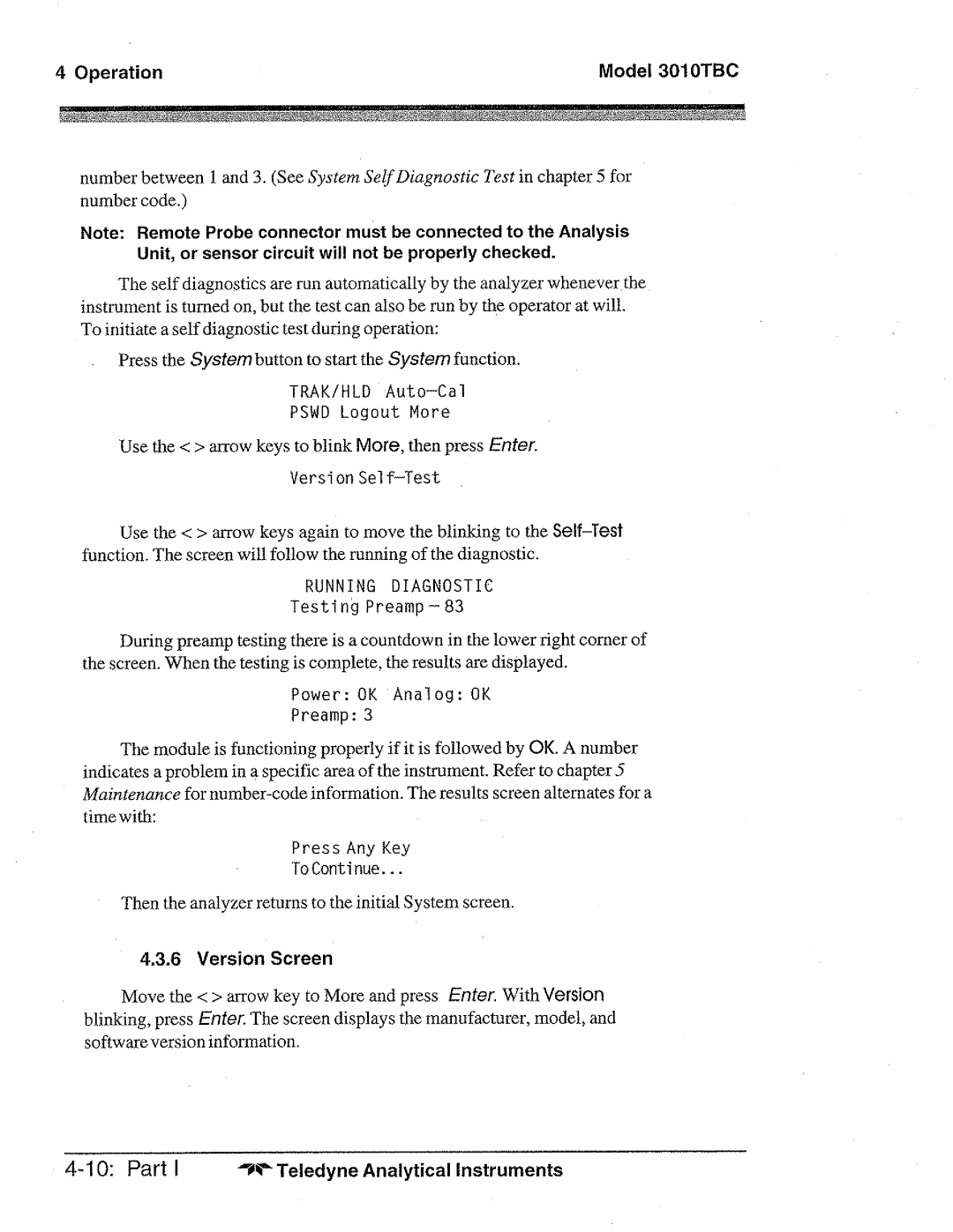 Teledyne 3010TBC manual 