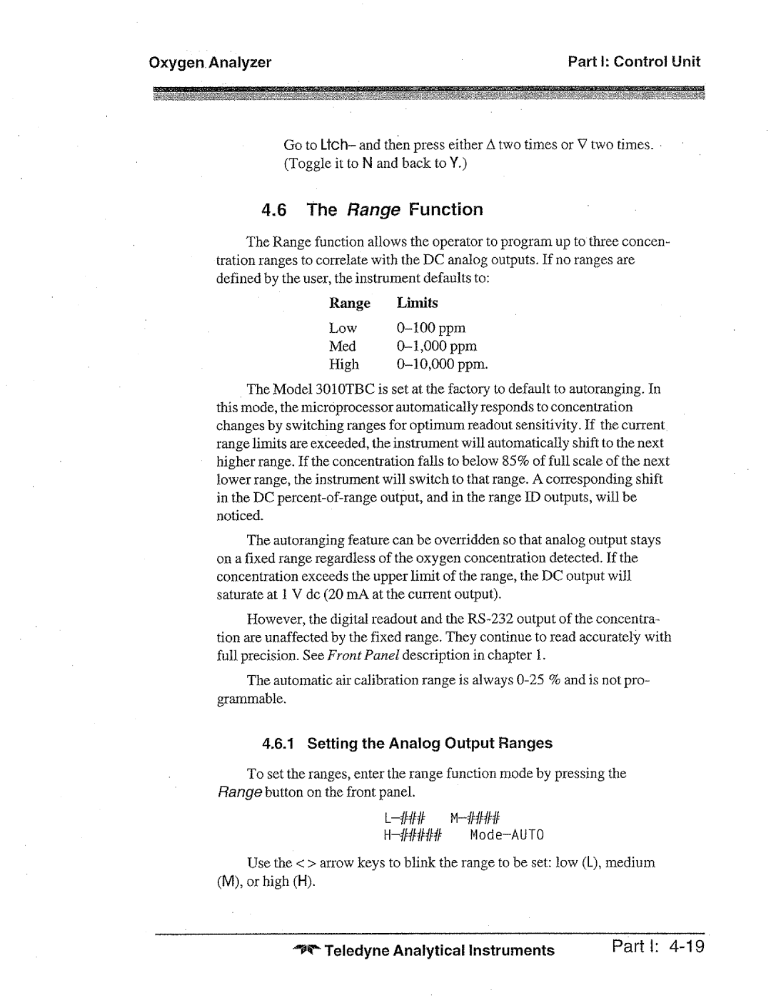 Teledyne 3010TBC manual 