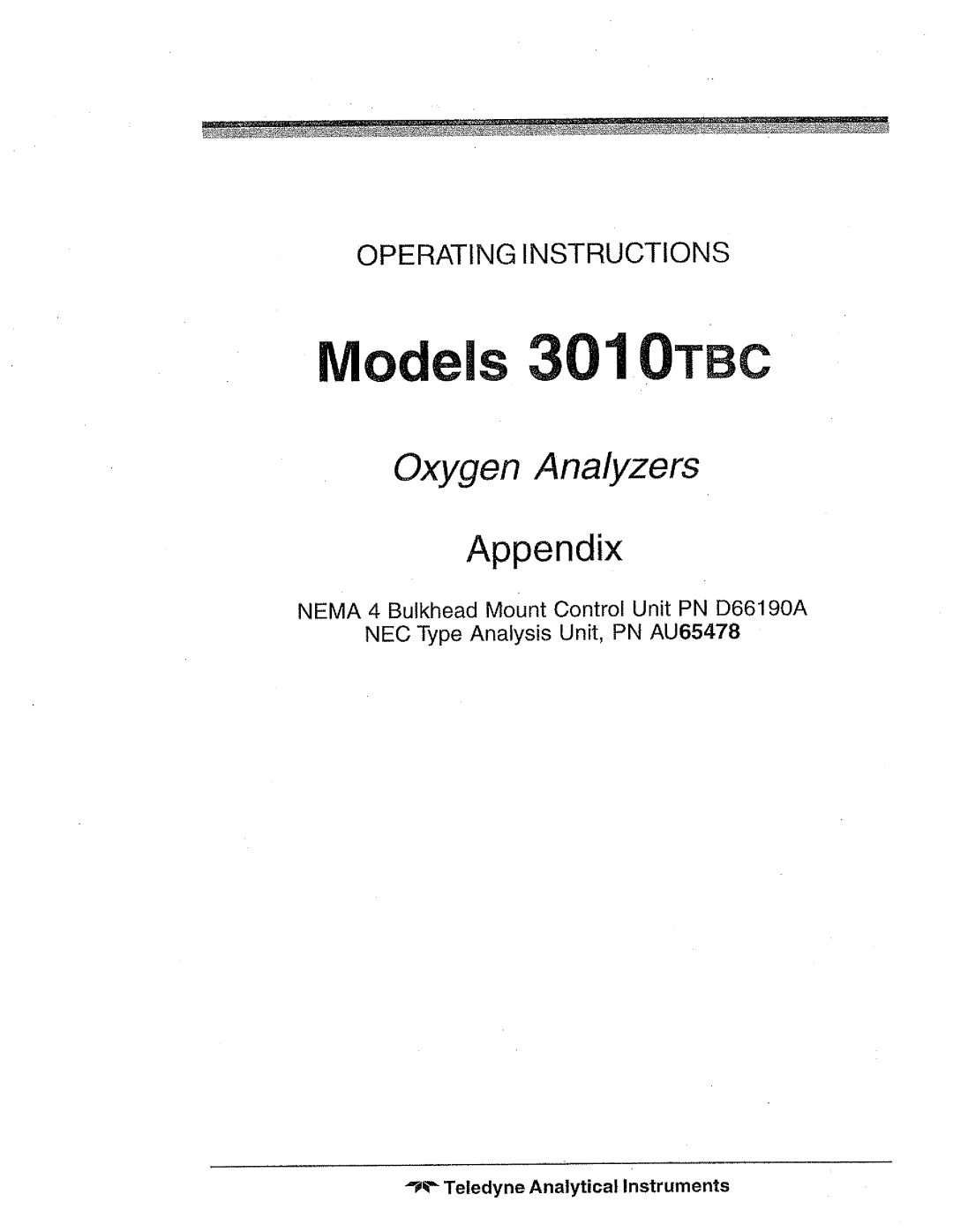 Teledyne 3010TBC manual 