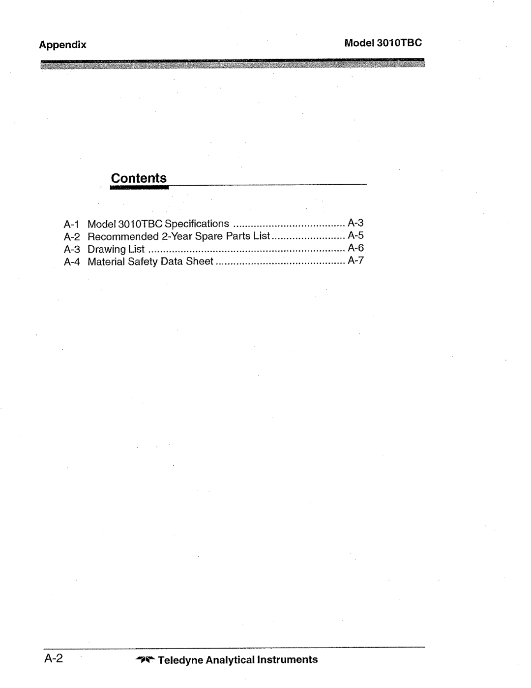 Teledyne 3010TBC manual 