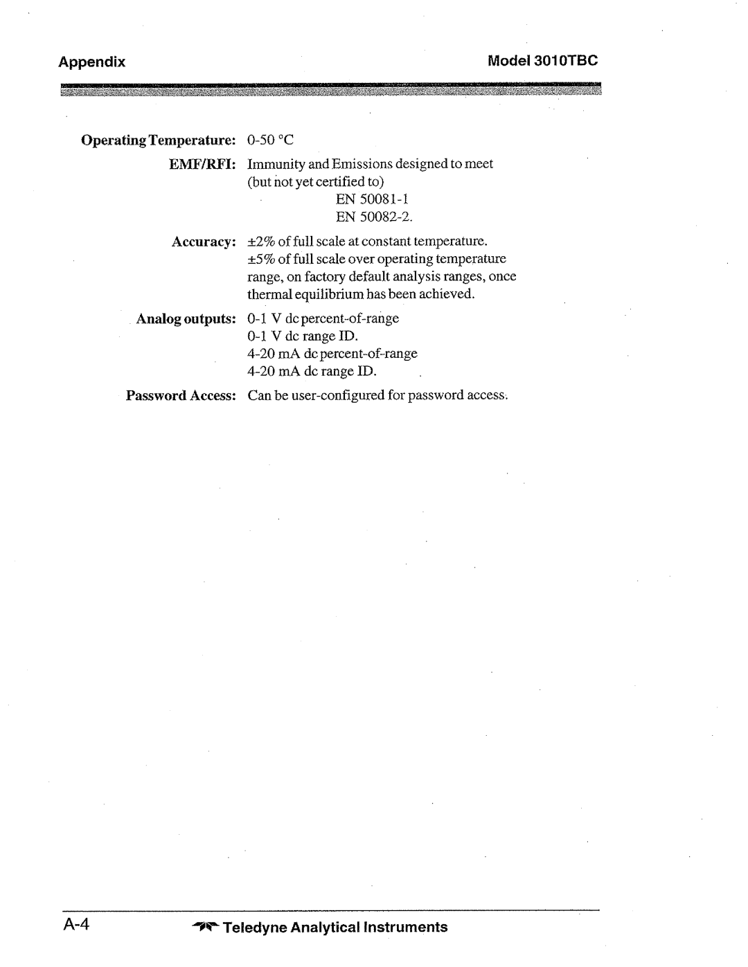 Teledyne 3010TBC manual 