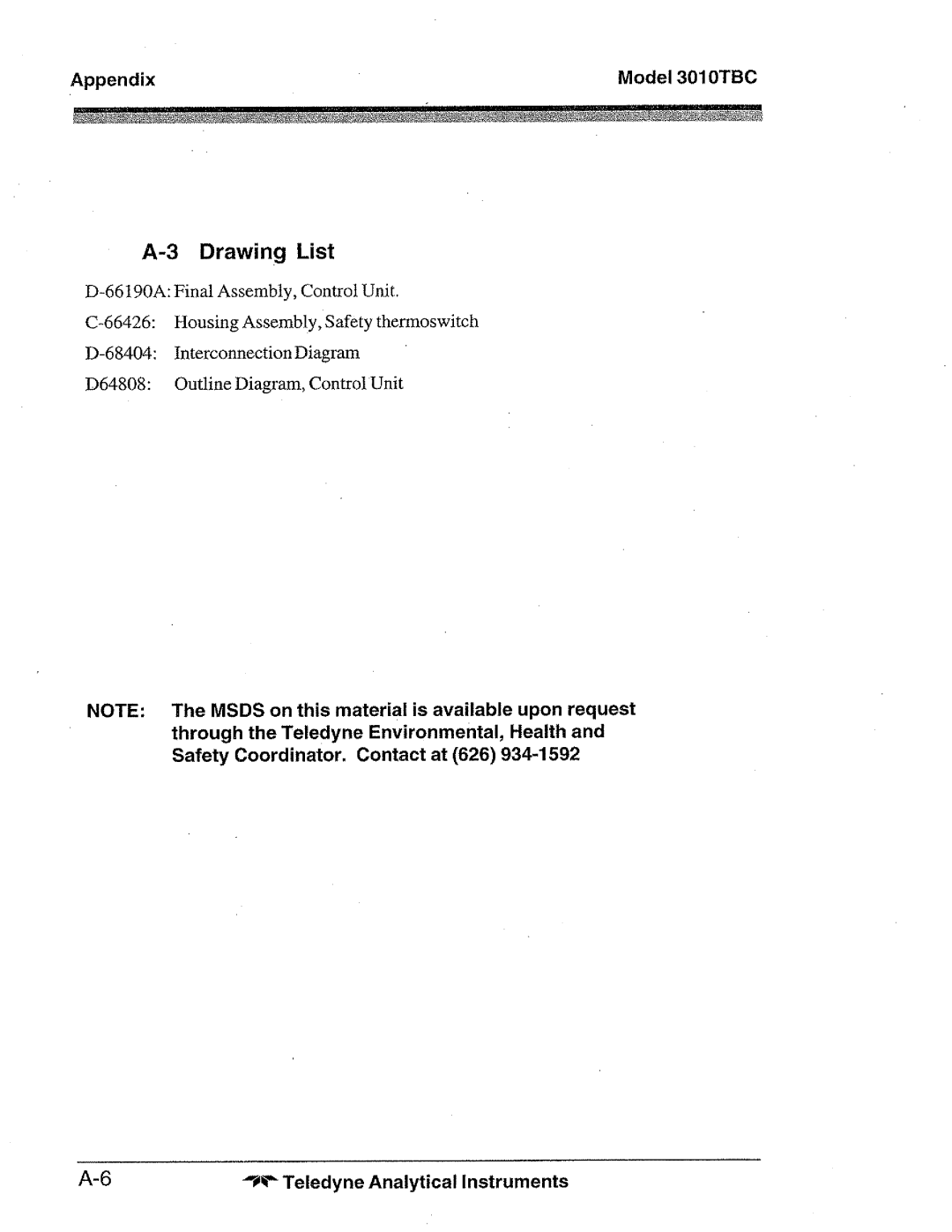 Teledyne 3010TBC manual 