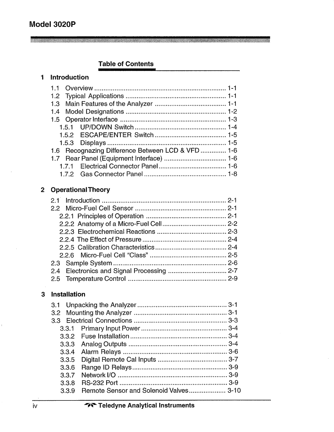 Teledyne 3020P manual 