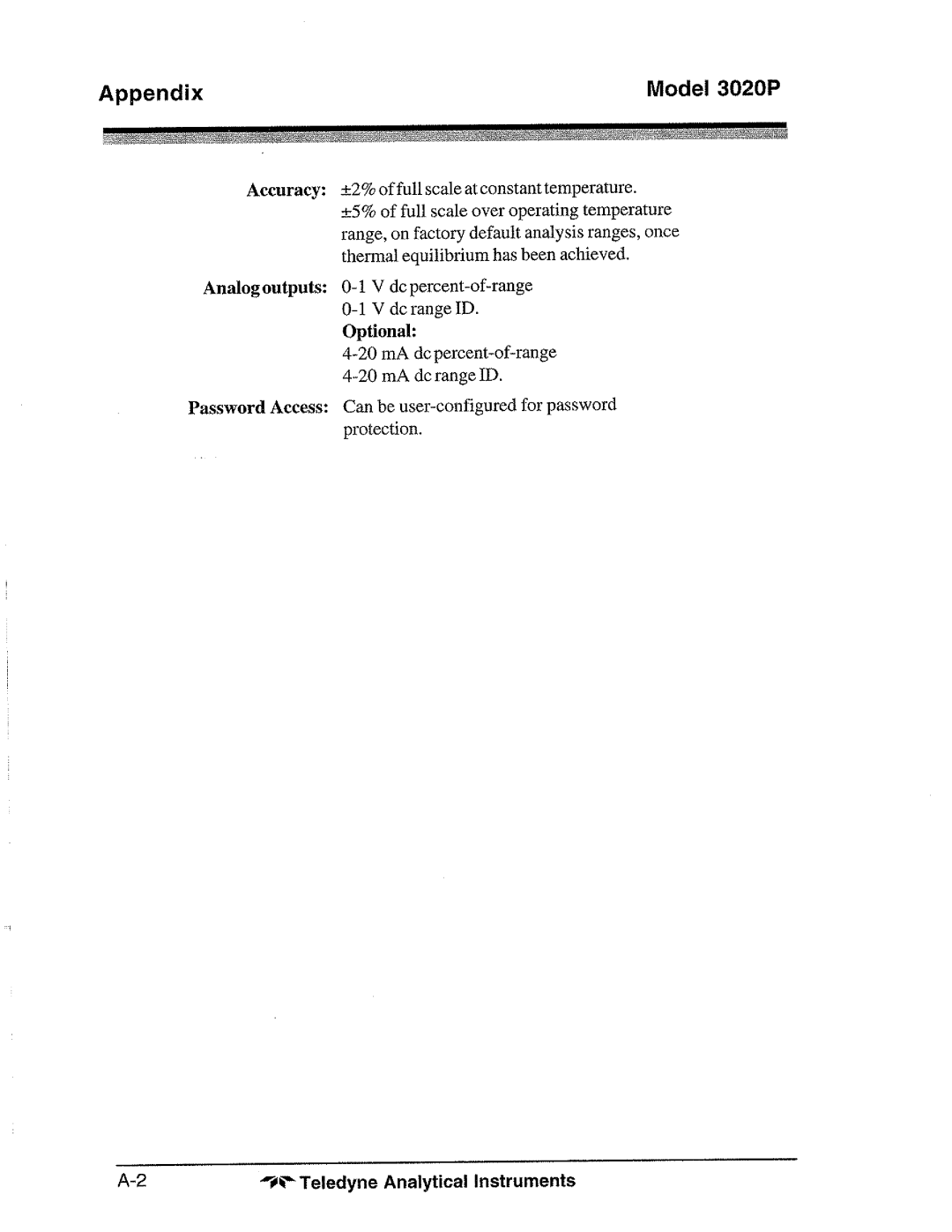 Teledyne 3020P manual 