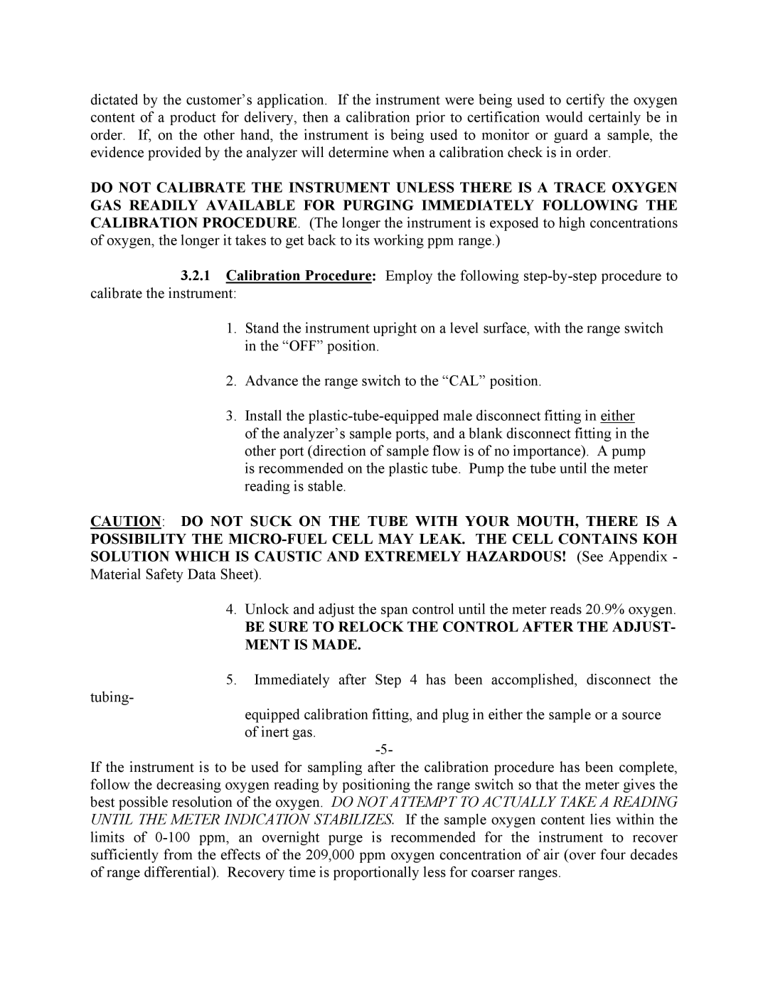 Teledyne 311-D instruction manual Be Sure to Relock the Control After the ADJUST- Ment is Made 