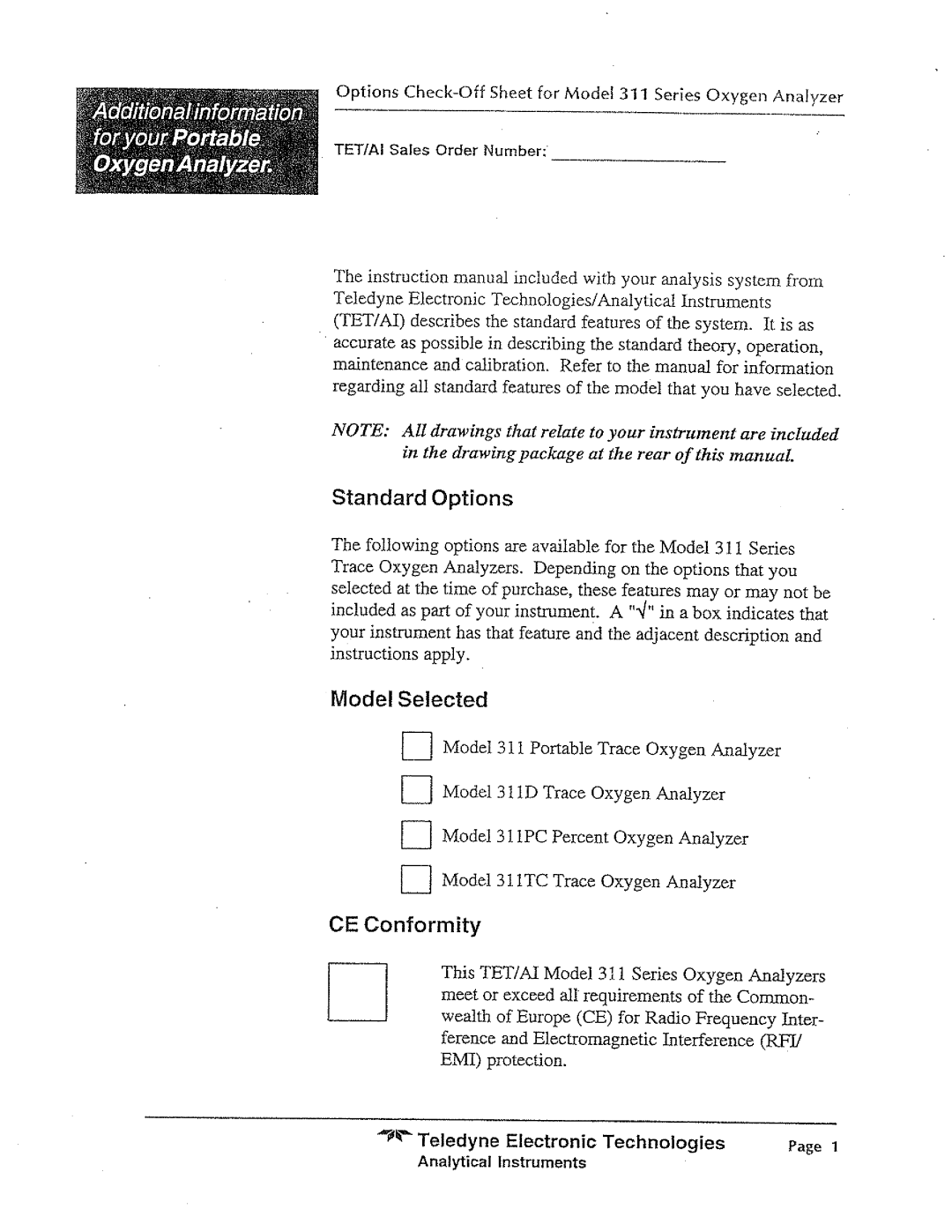 Teledyne 311PC manual 