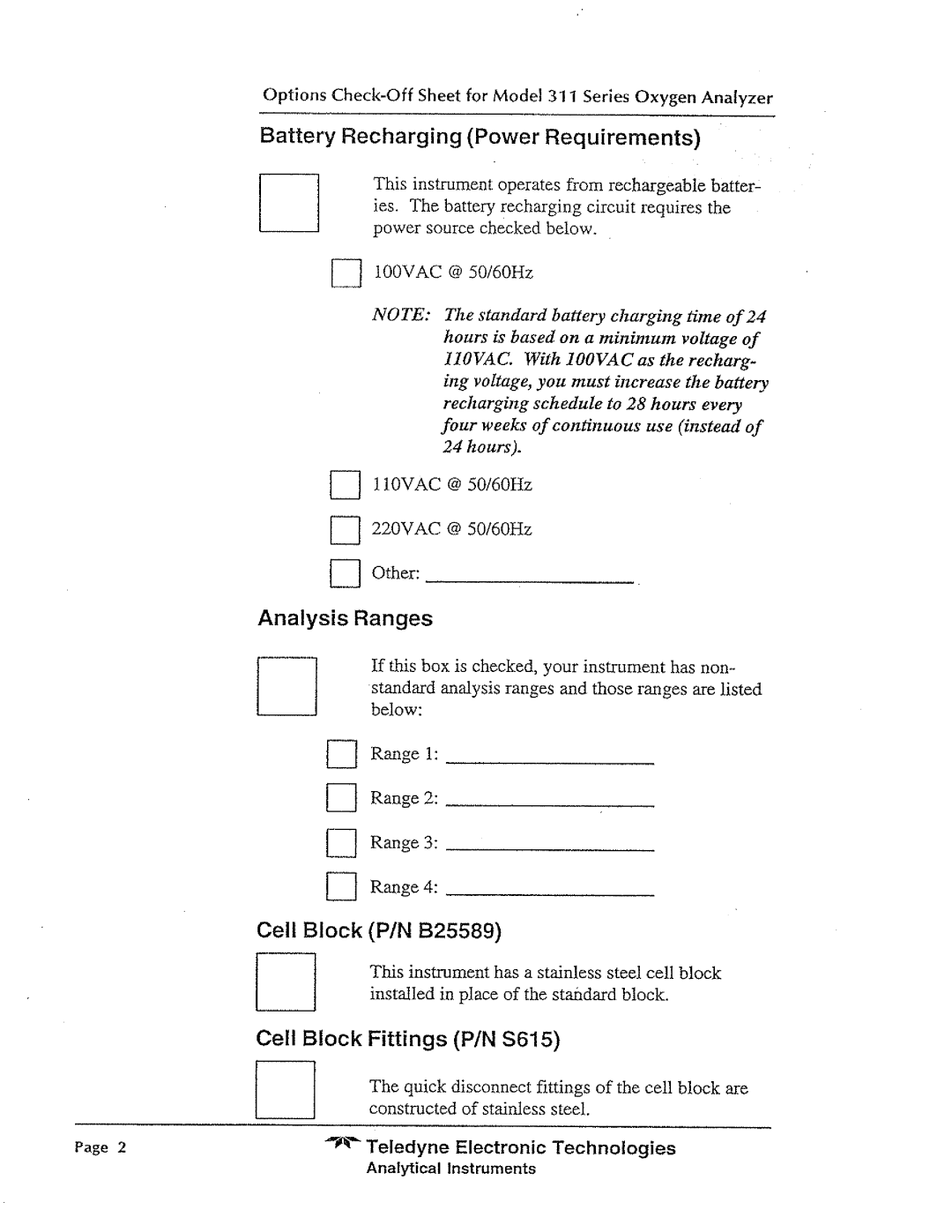 Teledyne 311PC manual 