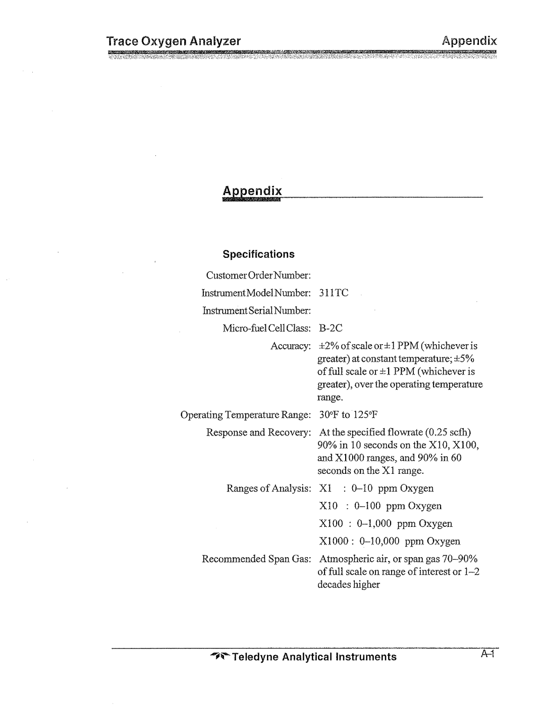 Teledyne 311tc manual 