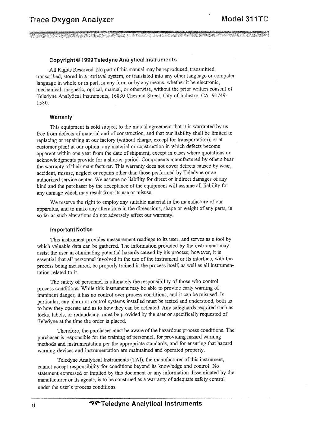 Teledyne 311tc manual 