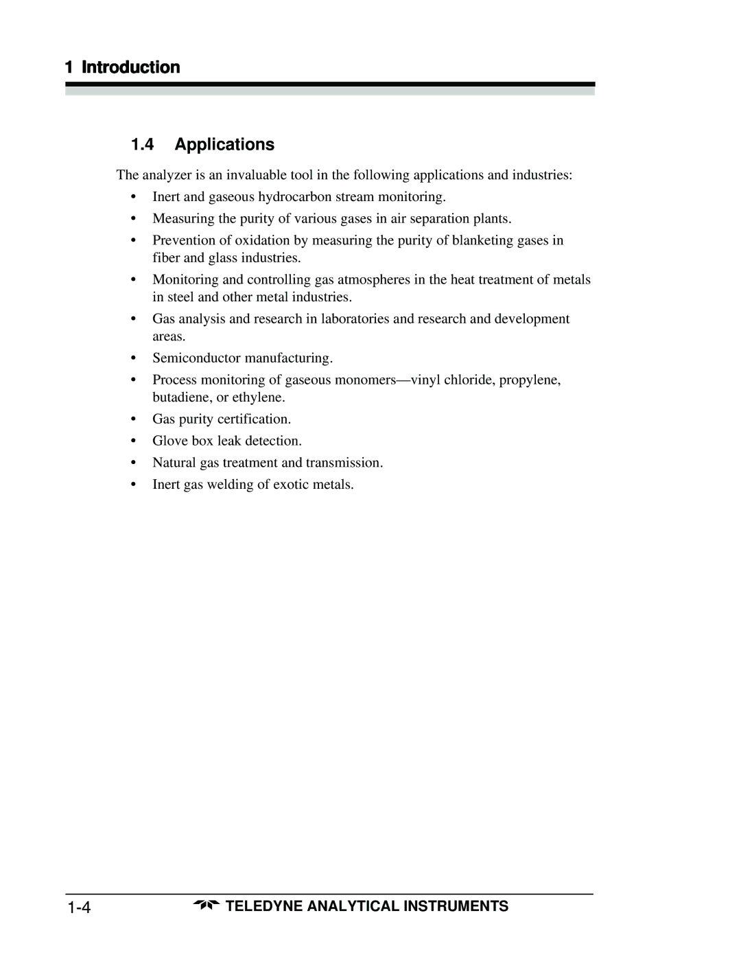 Teledyne 3160 manual Introduction Applications 