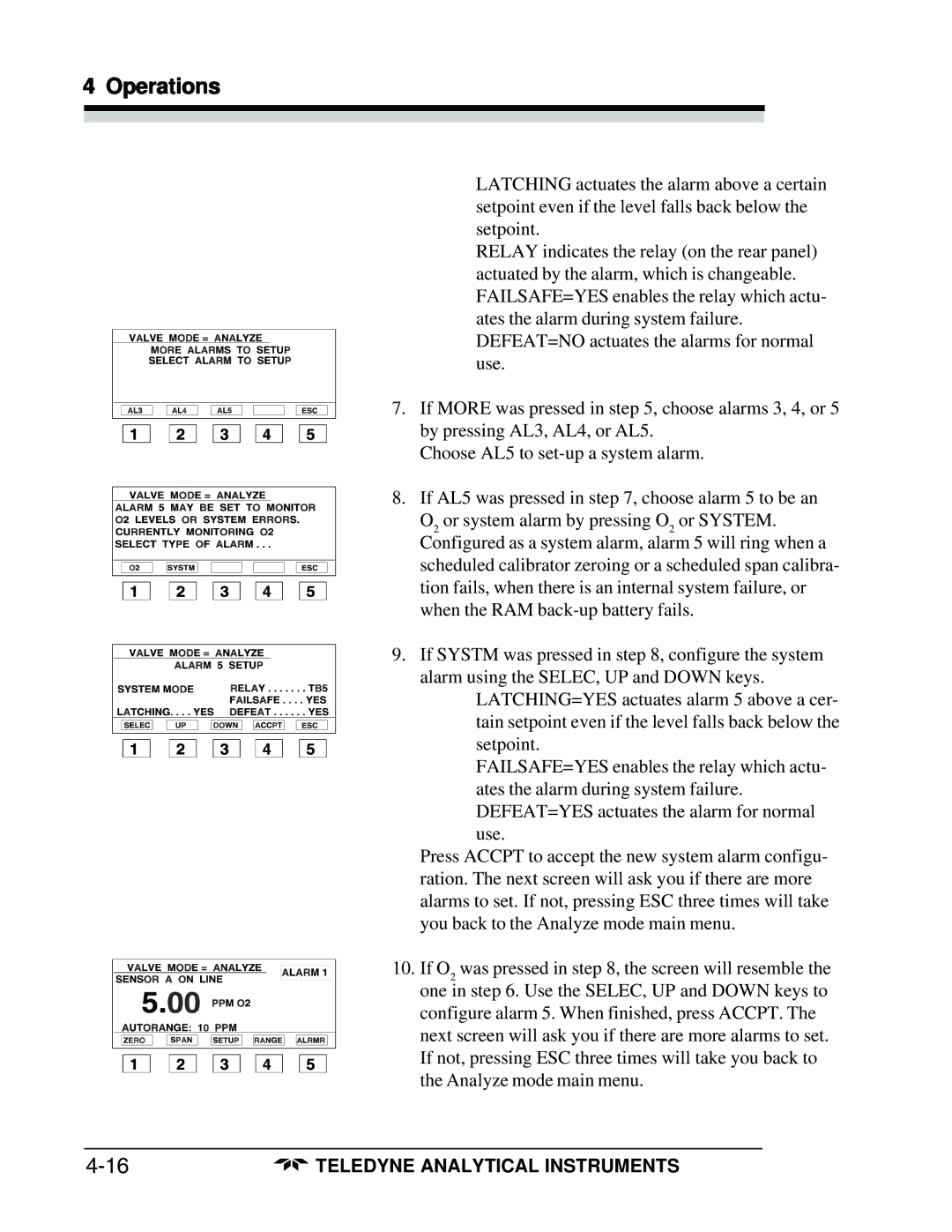 Teledyne 3160 manual Operations 