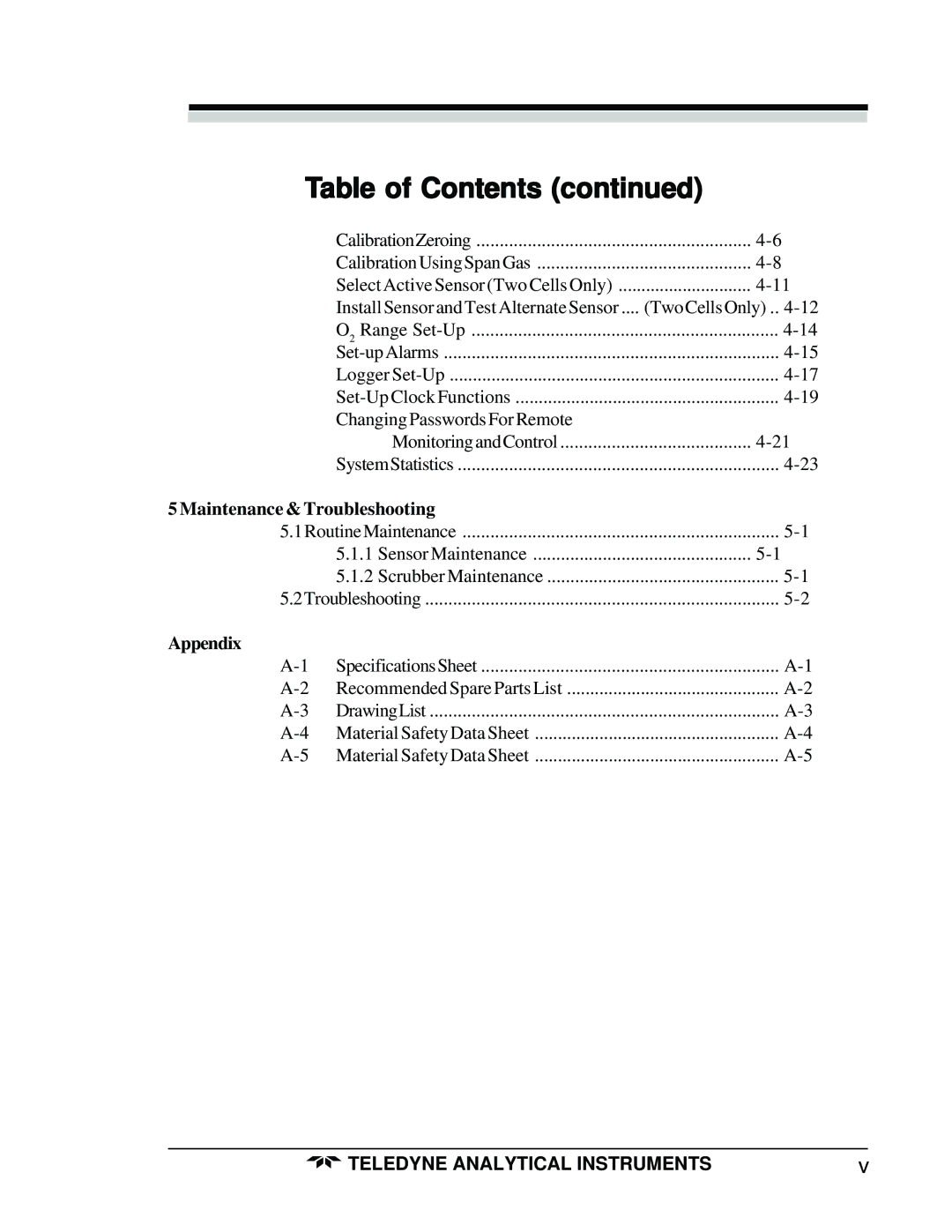 Teledyne 3160 manual Maintenance & Troubleshooting, Appendix 