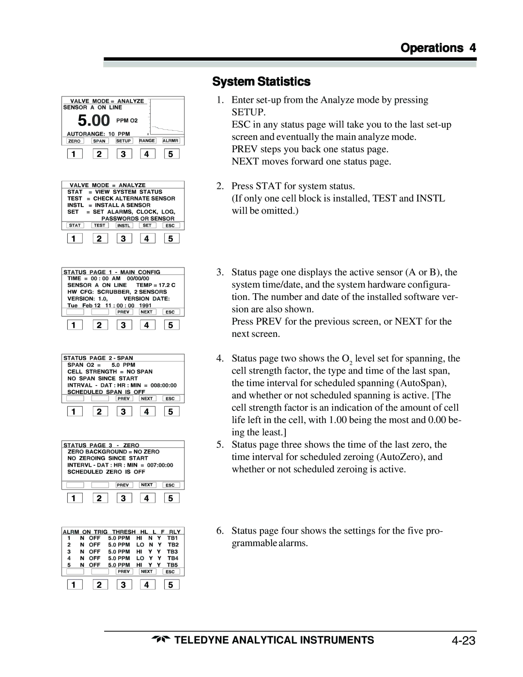 Teledyne 3160 manual Operations System Statistics 