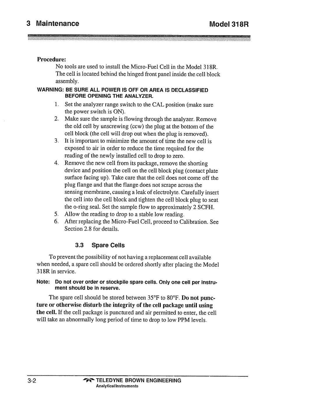 Teledyne 318R manual 