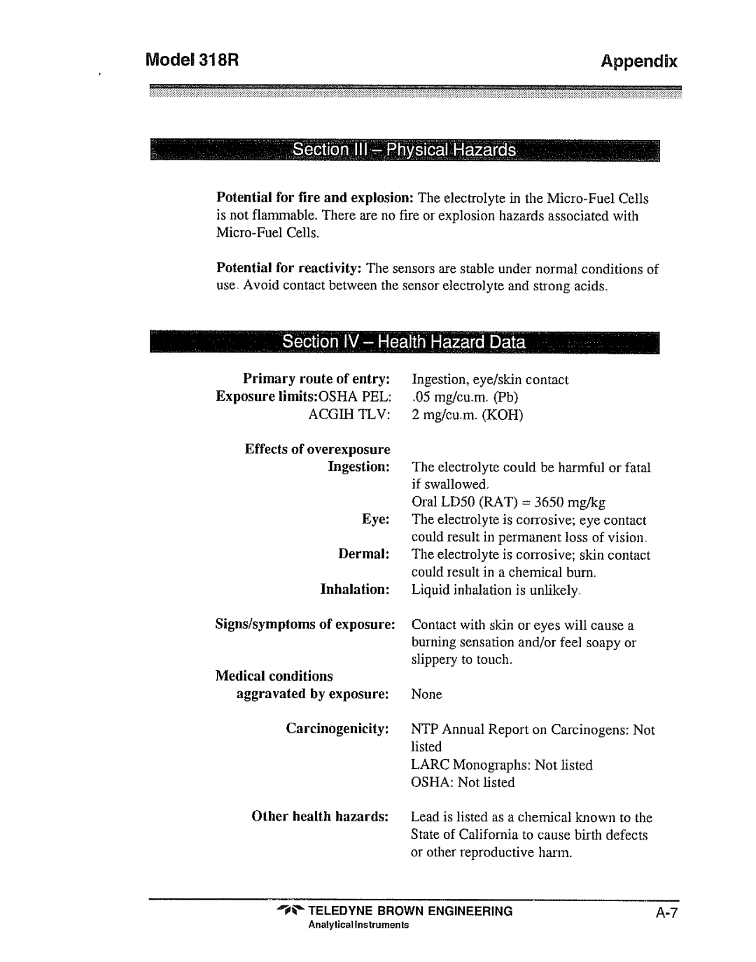 Teledyne 318R manual 