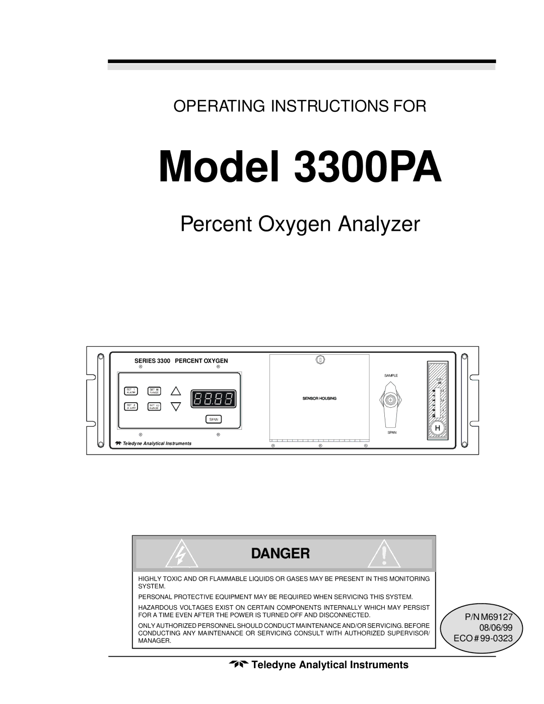 Teledyne operating instructions Model 3300PA 