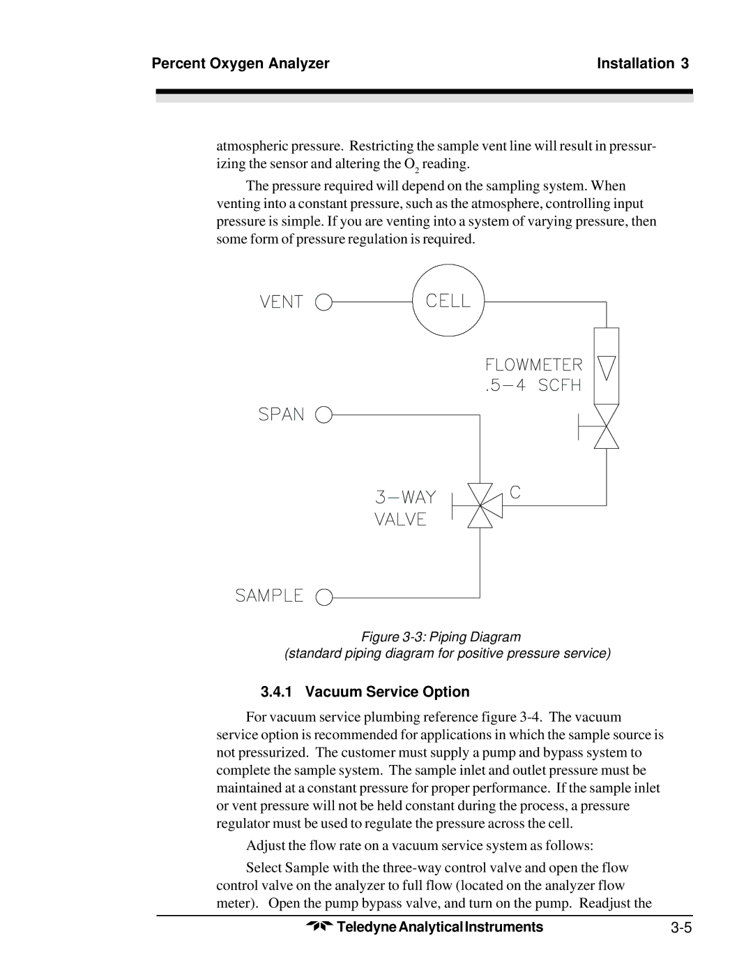 Teledyne 3300PA operating instructions Vacuum Service Option 