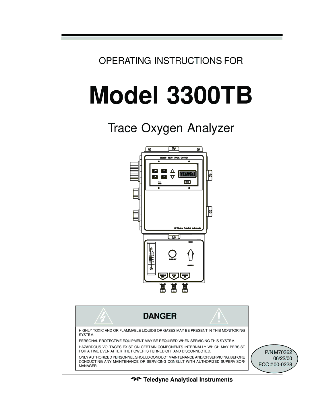 Teledyne operating instructions Model 3300TB 