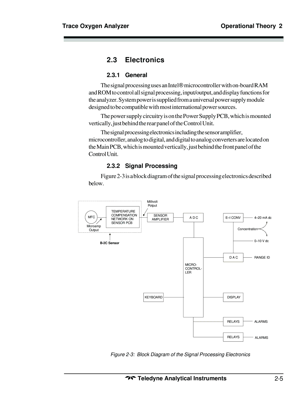 Teledyne 3300TB operating instructions Electronics, General, Signal Processing 