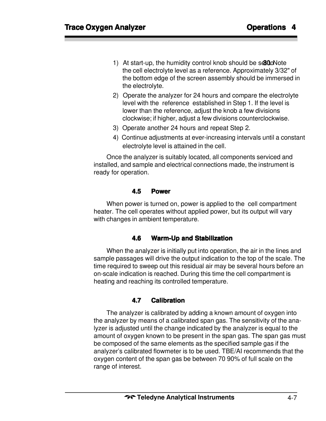 Teledyne 356WA instruction manual Power, Warm-Up and Stabilization, Calibration 