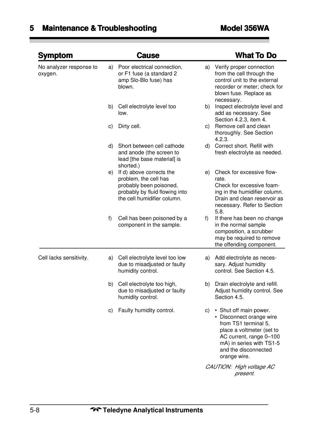 Teledyne 356WA instruction manual Teledyne Analytical Instruments 