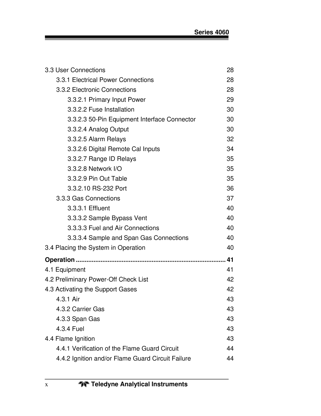 Teledyne 4060 manual Operation 