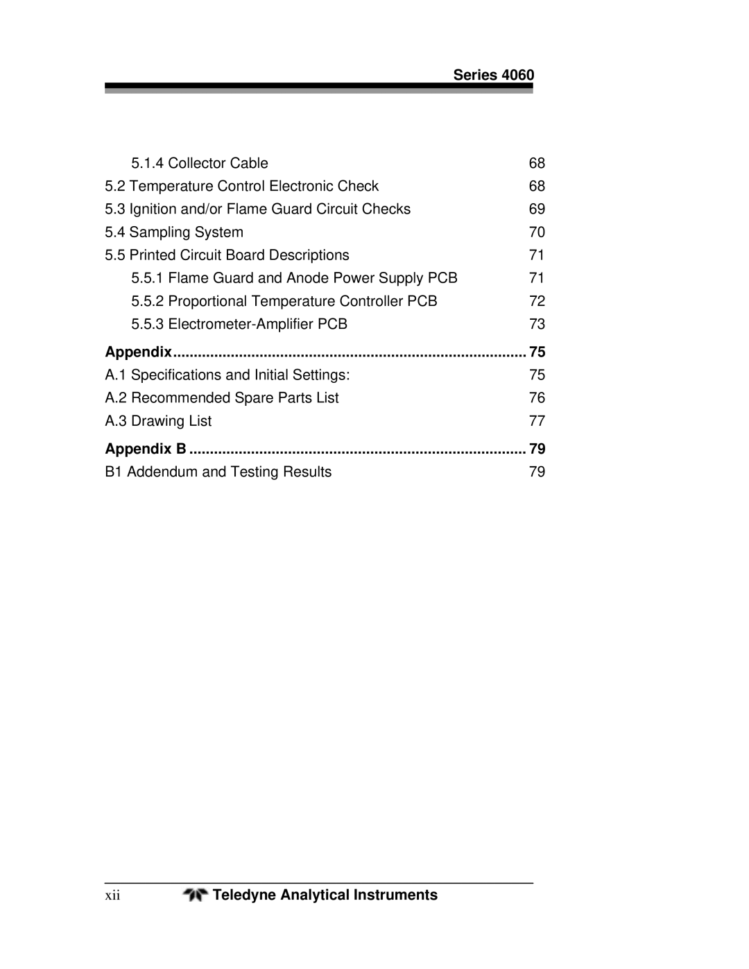 Teledyne 4060 manual Appendix B 