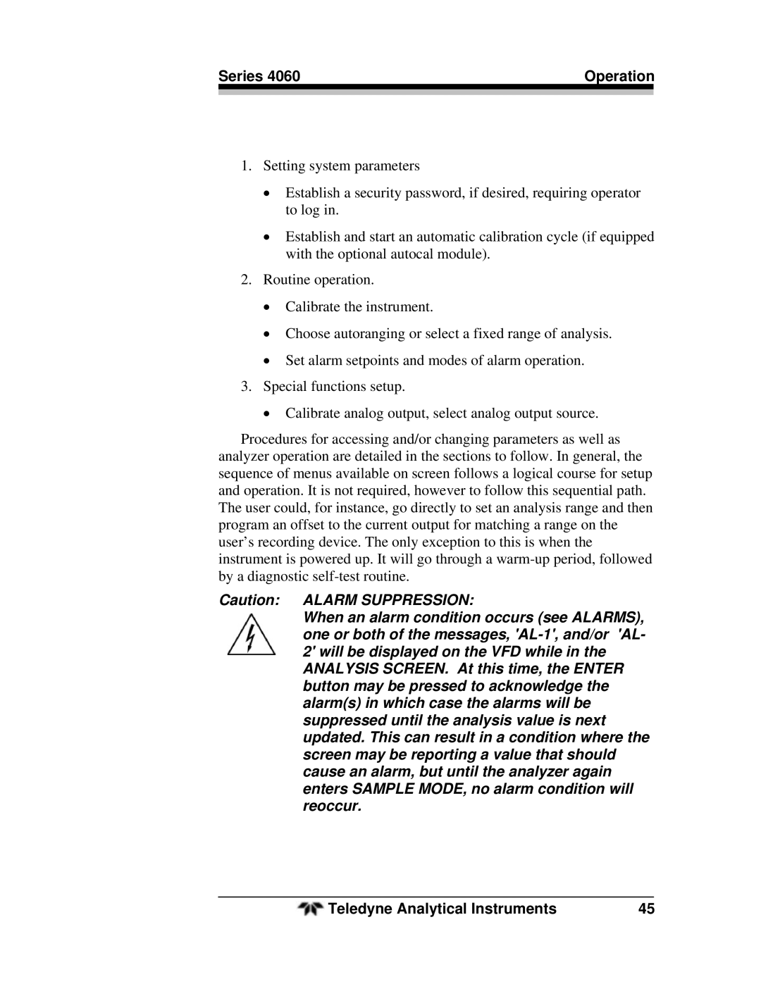 Teledyne 4060 manual Series Operation 