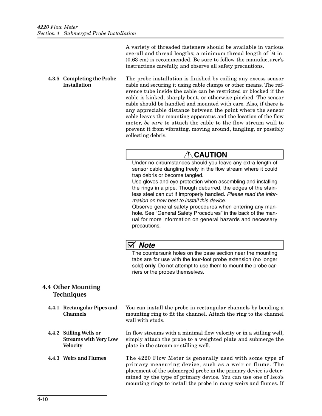 Teledyne 4220 installation and operation guide Other Mounting Techniques 