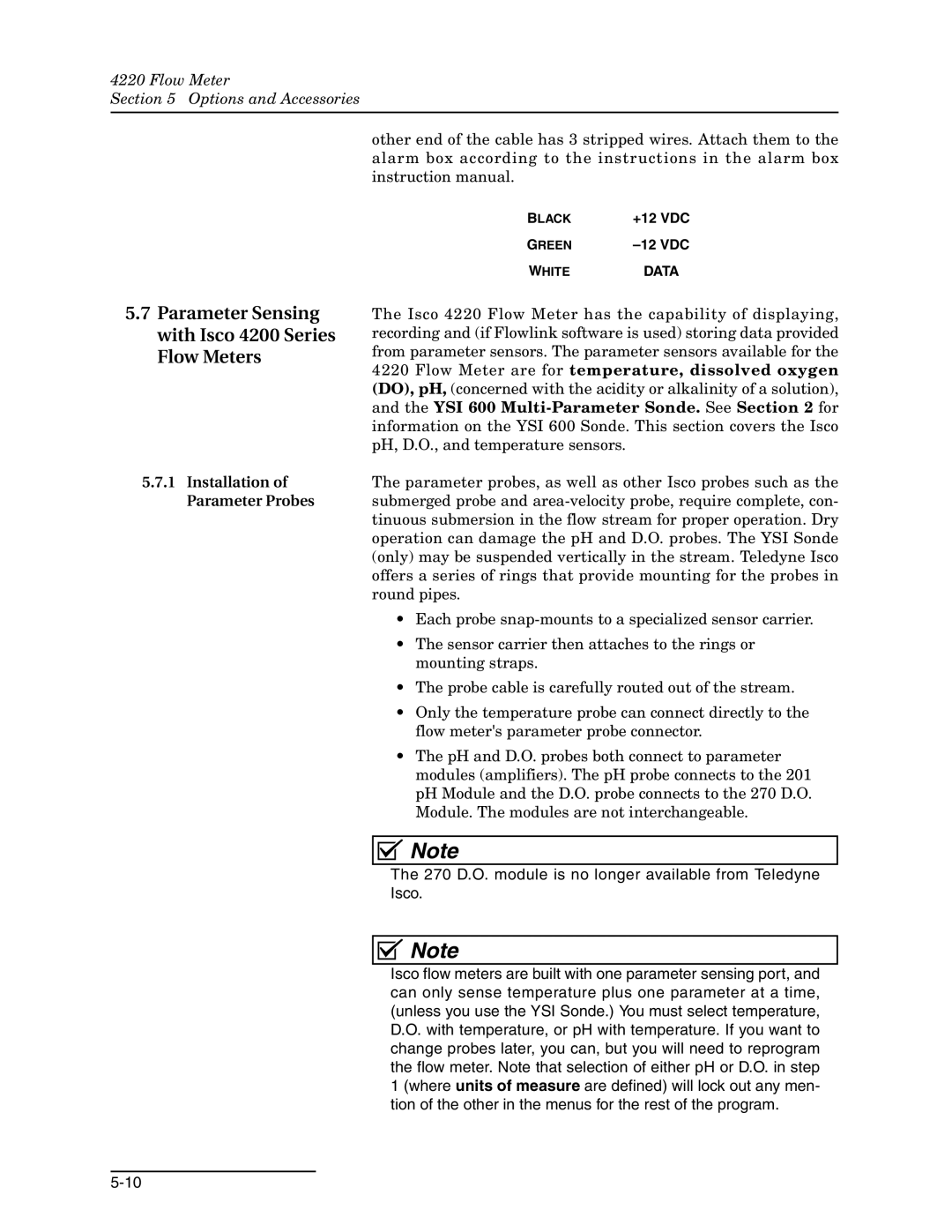 Teledyne 4220 Parameter Sensing with Isco 4200 Series Flow Meters, Installation of Parameter Probes 