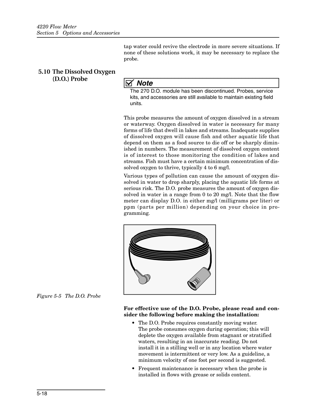 Teledyne 4220 installation and operation guide Dissolved Oxygen Probe, D.O. Probe 