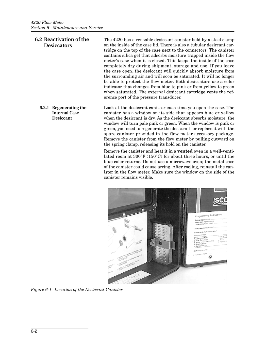 Teledyne 4220 installation and operation guide Reactivation of the Desiccators, Regenerating, Internal Case, Desiccant 