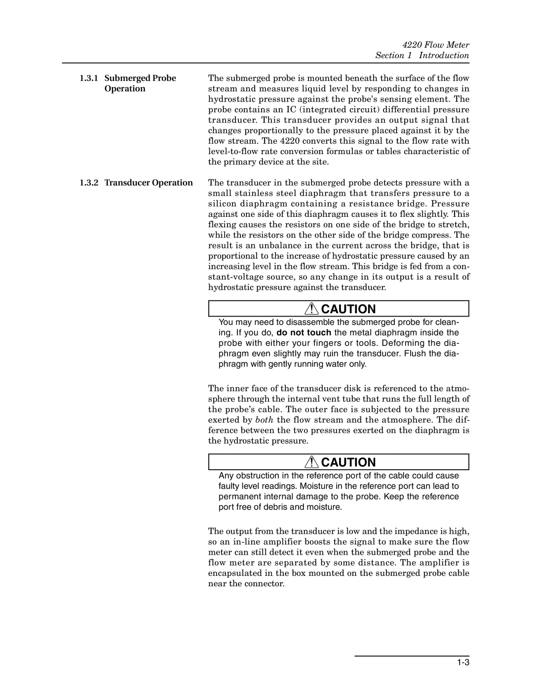 Teledyne 4220 installation and operation guide Submerged Probe 